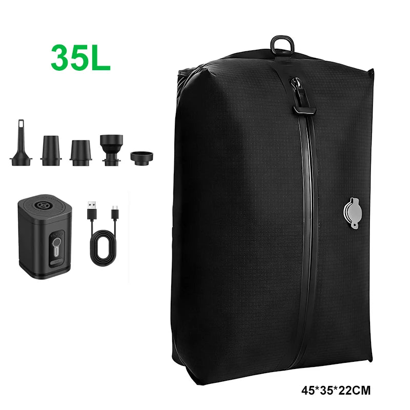 Vacuum Bags for Travel Luggage with Pump (DOUBLE CLICK to Start),Reusable Space Saver Waterproof Compression Bags for Suitcase