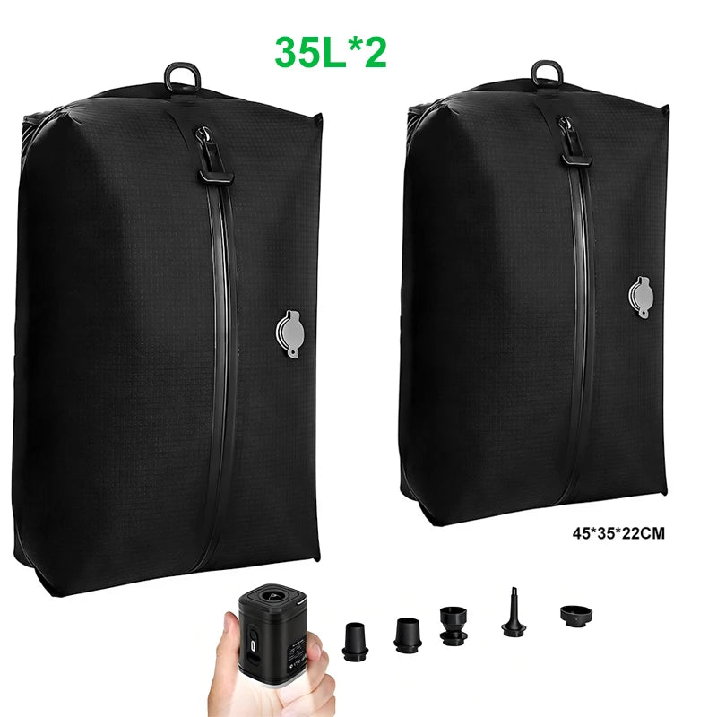 Vacuum Bags for Travel Luggage with Pump (DOUBLE CLICK to Start),Reusable Space Saver Waterproof Compression Bags for Suitcase