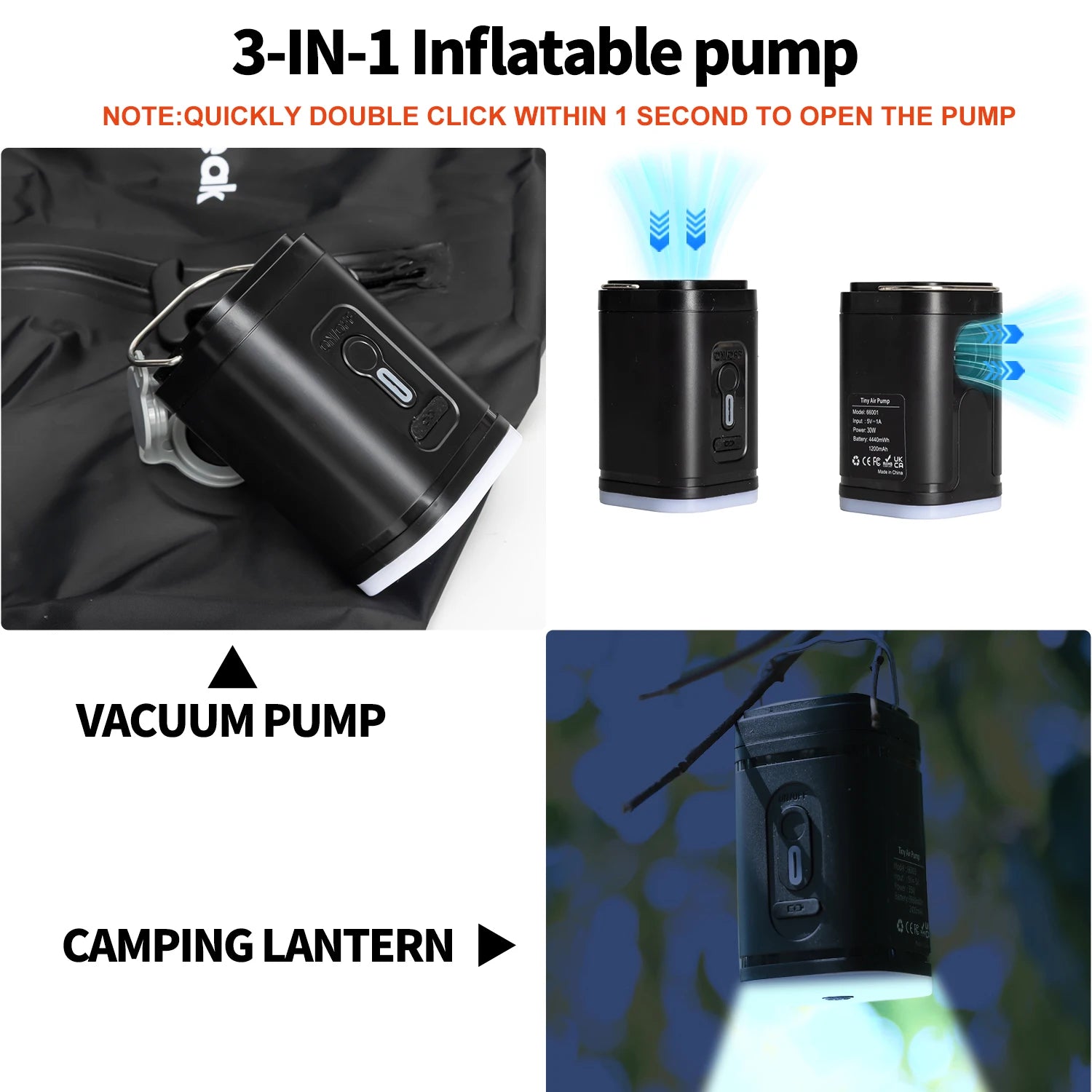 Vacuum Bags for Travel Luggage with Pump (DOUBLE CLICK to Start),Reusable Space Saver Waterproof Compression Bags for Suitcase